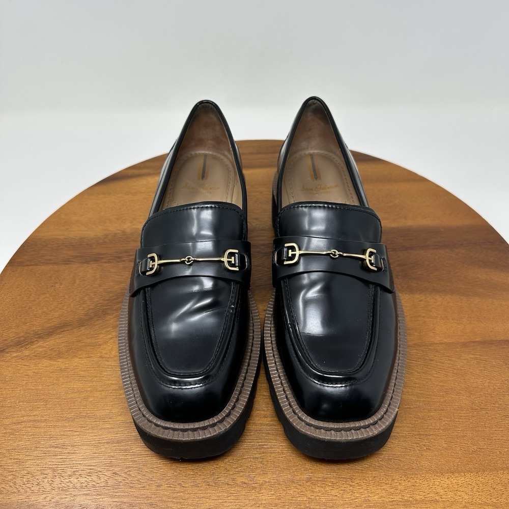 Sam Edelman Laurs Platform‎ Lug Sole Loafers Size 8.5 Black Preppy Punk - Picture 3 of 16